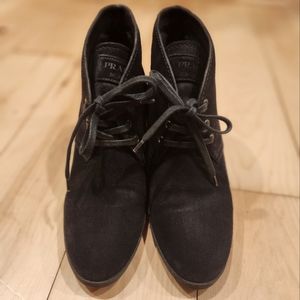 Prada Dark Brown Suede Lace-Up Ankle Boots